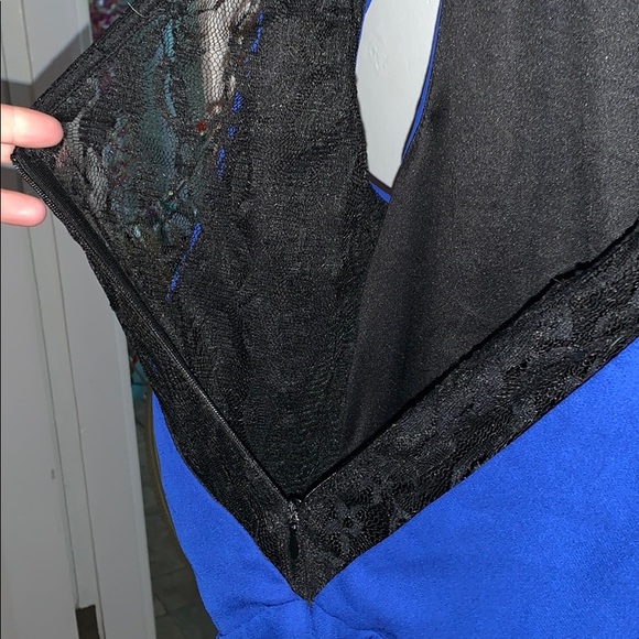 Electric ⚡️ Blue 💙 Romper with Black Lace Back - Picture 3 of 6